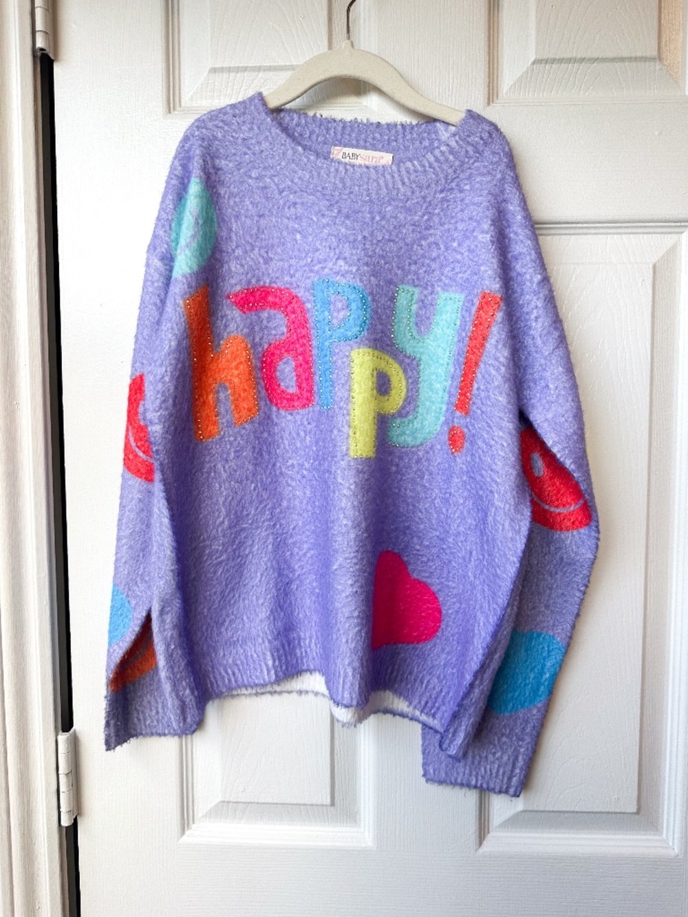 baby sara long sleeve sweater 'happy!' size 10 girls EUC